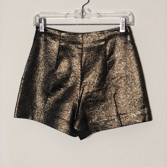 - DVF Gold shimmer high-waisted shorts - Picture 2 of 4